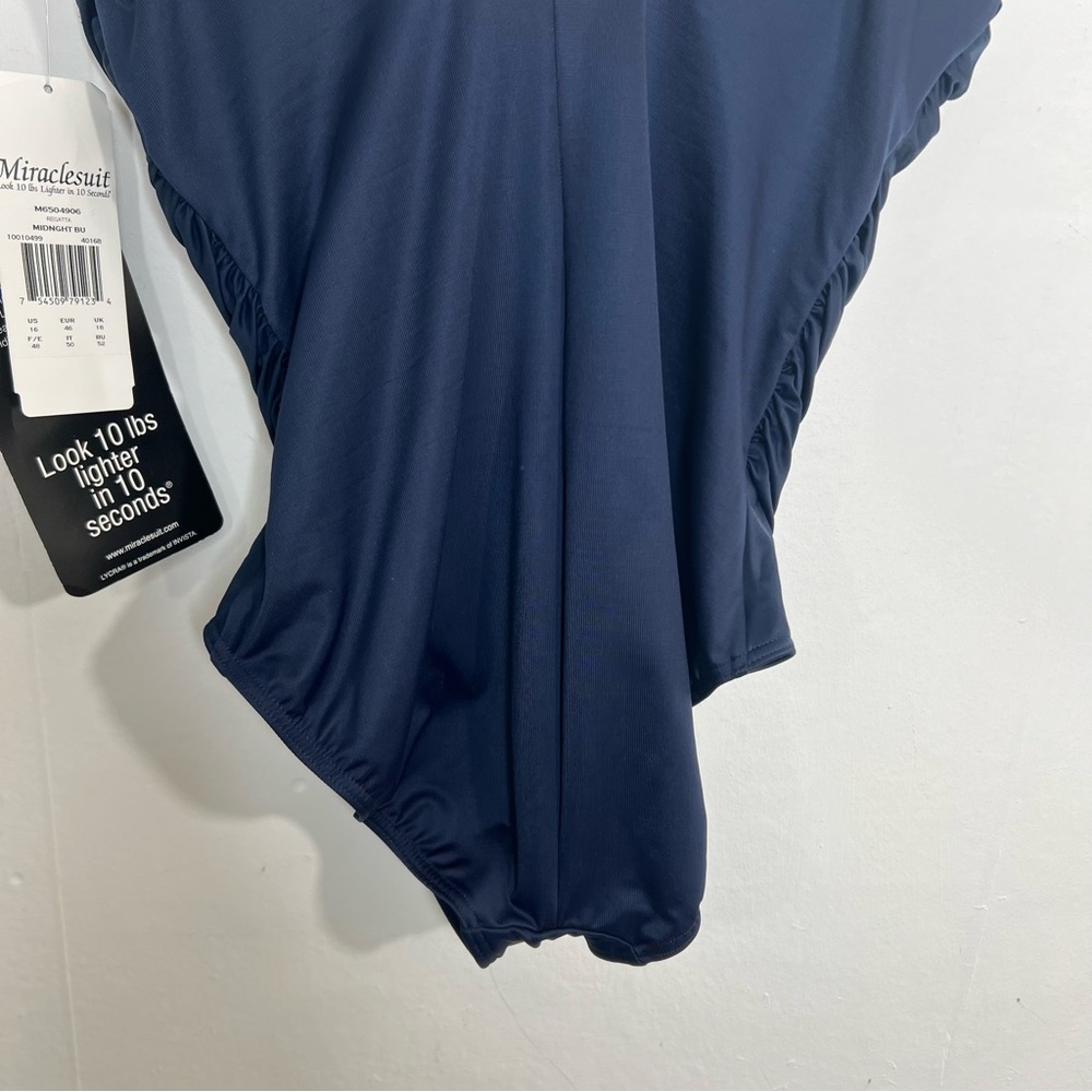 NWT Miraclesuit Regatta Navy Blue One Piece Slimming Swimsuit Size 16 - Picture 10 of 12
